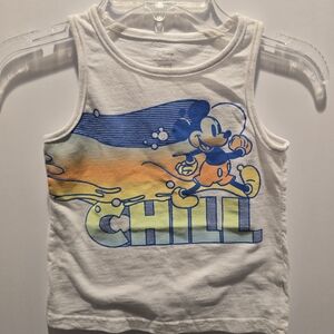 Disney Kids White Tank Top with Mickey Mouse Chill Design